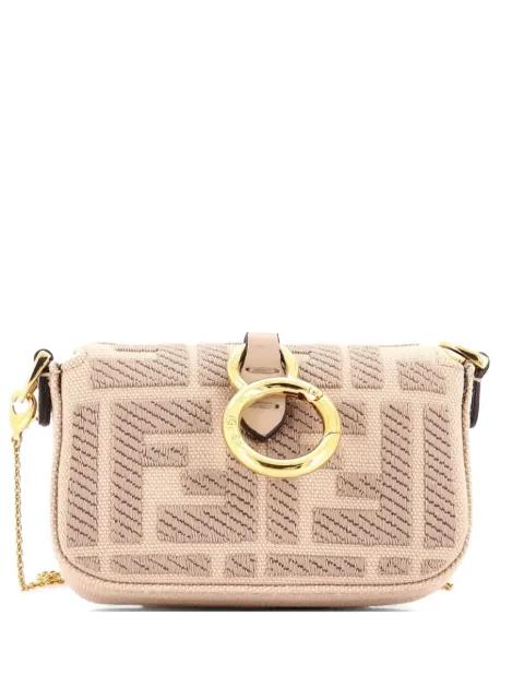 Chain Baguette Charm Bag Zucca Embroidered Canvas Nano crossbody bag by FENDI
