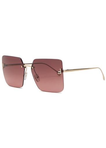Crystal-embellished rimless sunglasses by FENDI