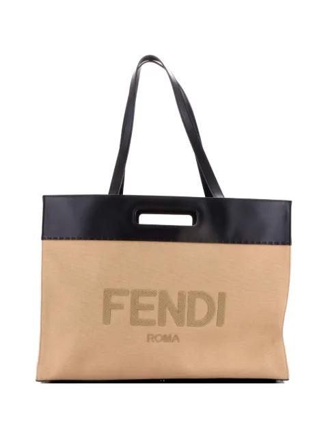 Cut Out Handle Shopper Tote Canvas Large shoulder bag by FENDI