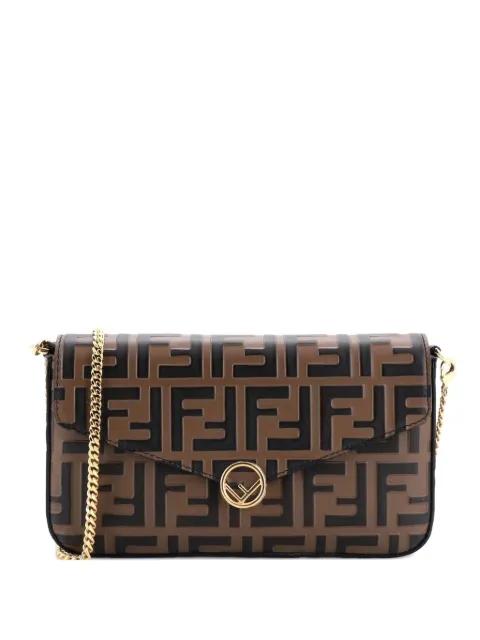 F is Fendi Envelope on Chain Zucca Embossed Leather clutch bag by FENDI