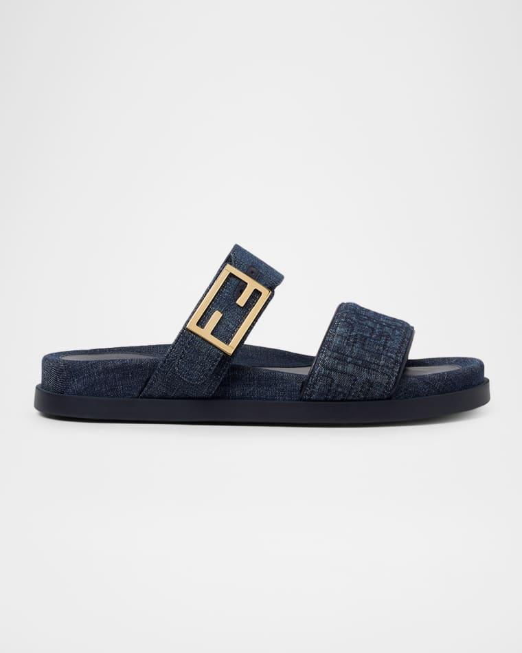 FF Feel Denim Slide Sandals by FENDI