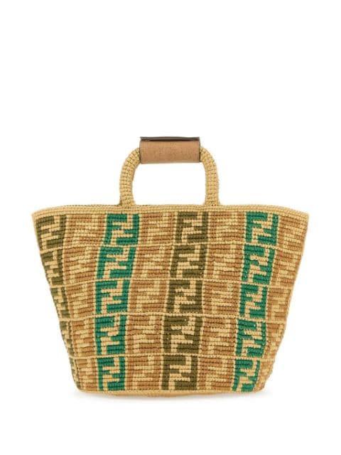 FF braided raffia tote bag by FENDI