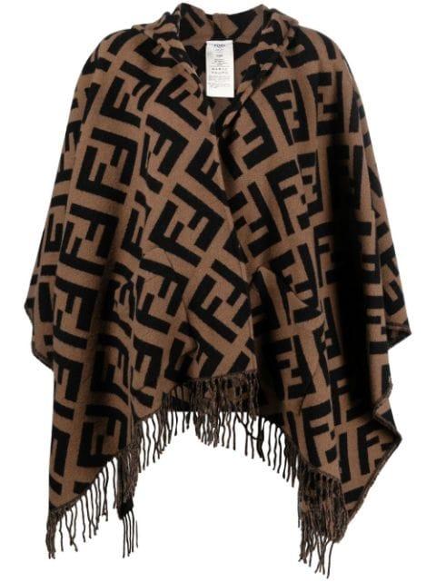 FF-jacquard cashmere poncho by FENDI