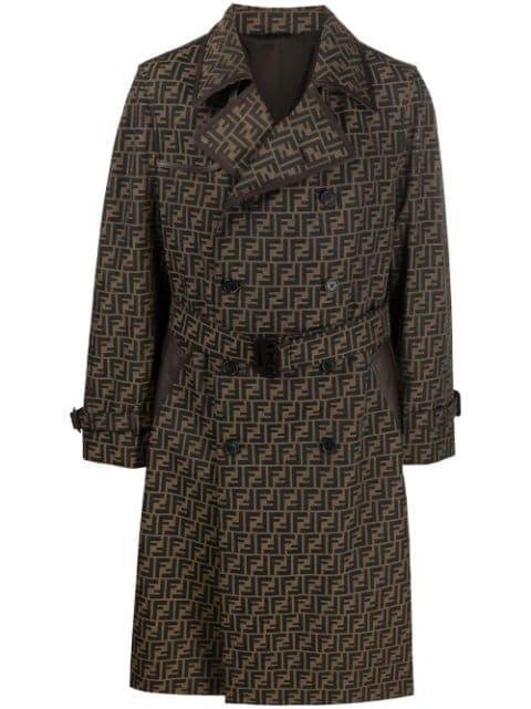 FF jacquard double-breasted trench coat by FENDI