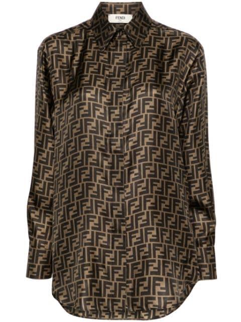 FF-logo print silk shirt by FENDI
