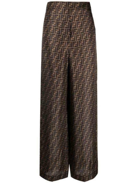 FF motif silk palazzo trousers by FENDI