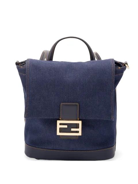 FF-plaque denim backpack by FENDI