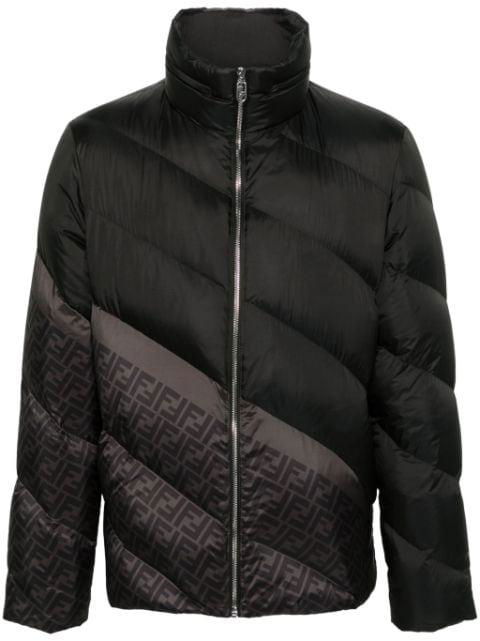 FF-print diagonal-quilted puff jacket by FENDI