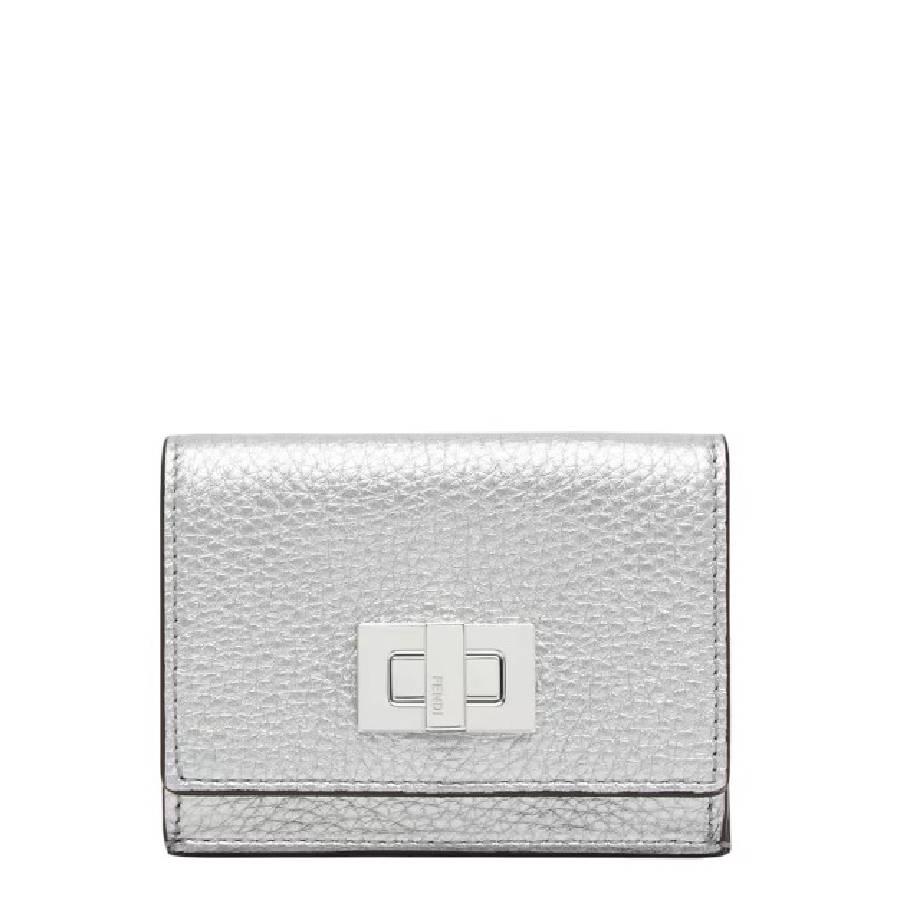 Fendi Argento/Palladio Ladies Peekaboo Micro Tri-fold Wallet by FENDI