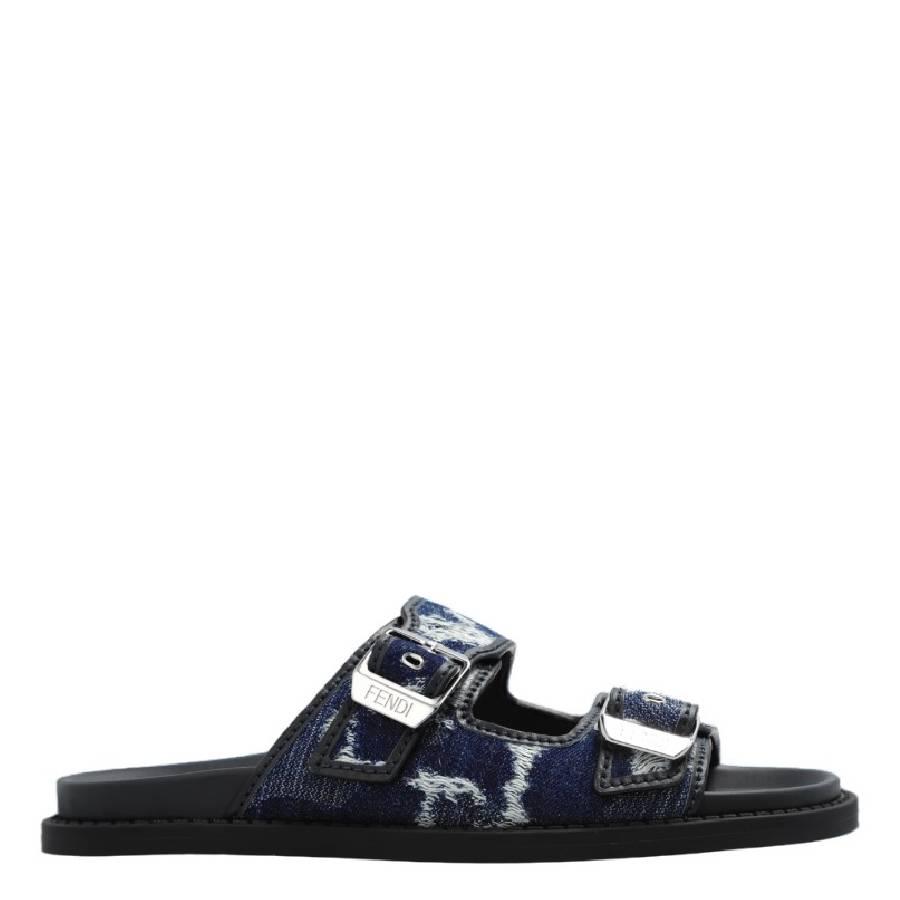 Fendi Engraved Logo Denim Slides by FENDI