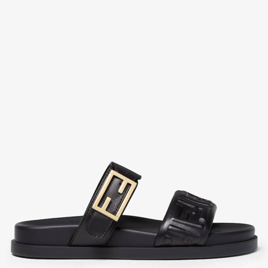 Fendi Feel Double-Band Flat Slide Sandals by FENDI