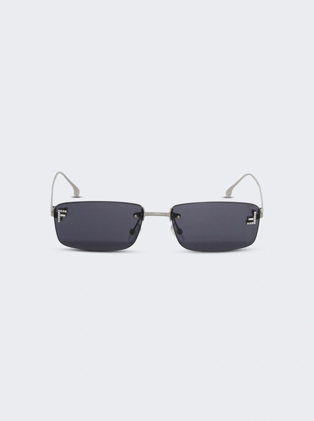 Fendi First Crystal Sunglasses Shiny Light Ruthenium  | The Webster by FENDI