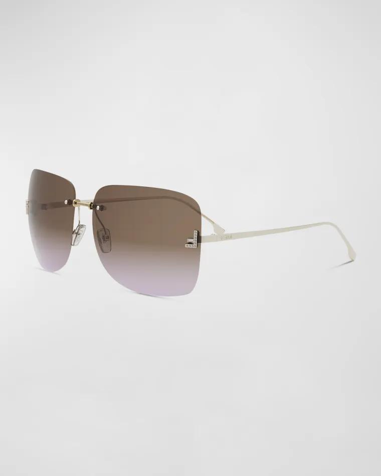 Fendi First Embellished Metal Square Sunglasses by FENDI