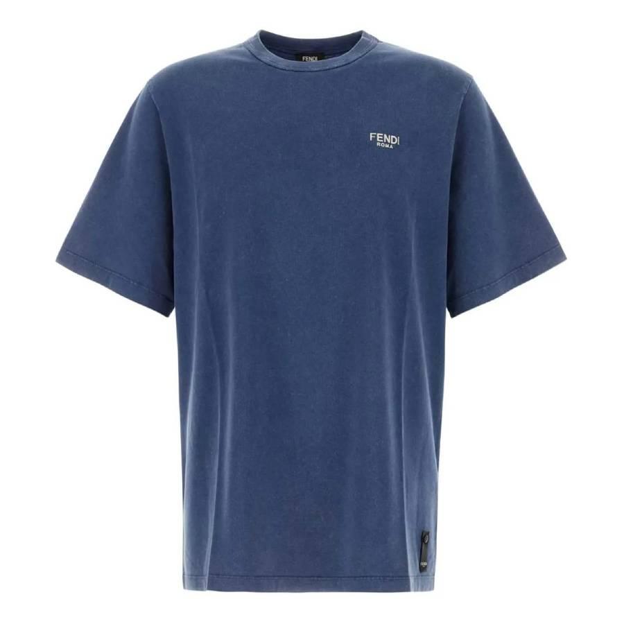 Fendi Logo-Print Crew Neck Cotton T-Shirt by FENDI