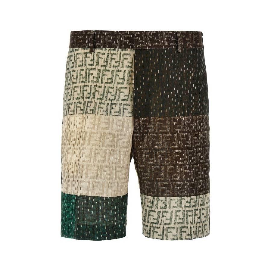 Fendi Mens FF Patchwork Bermuda Shorts by FENDI