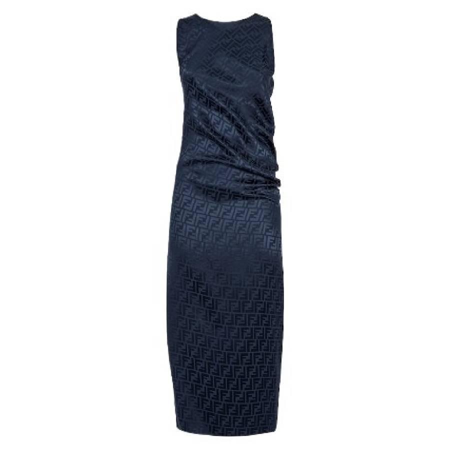 Fendi Silk Crepe Jacquard FF Motif Drape Dress by FENDI