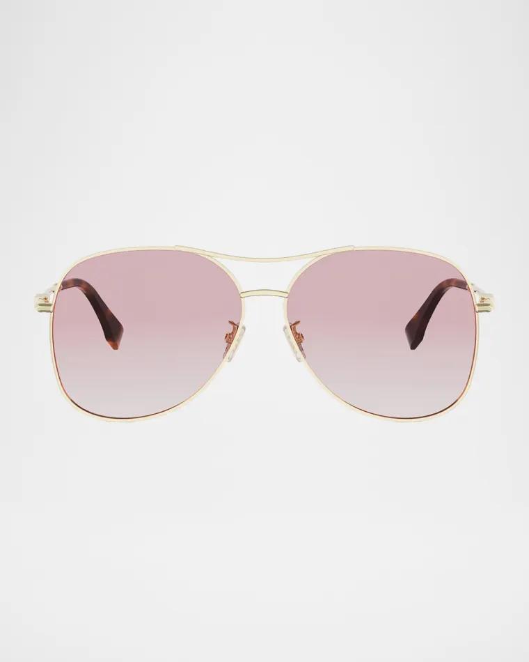 Fendigraphy 61mm Metal Aviator Sunglasses by FENDI