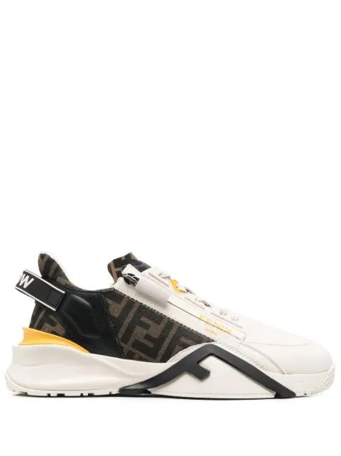 Flow leather panelled sneakers by FENDI