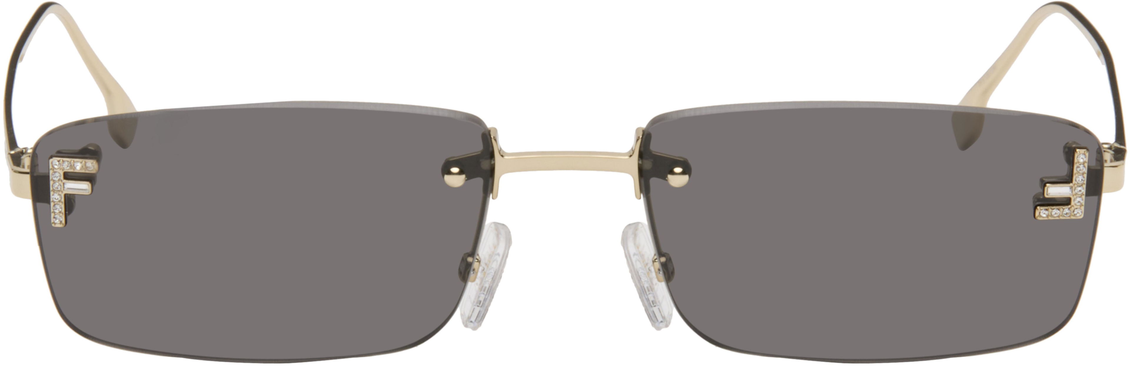 Gold 'Fendi First' Crystal Sunglasses by FENDI