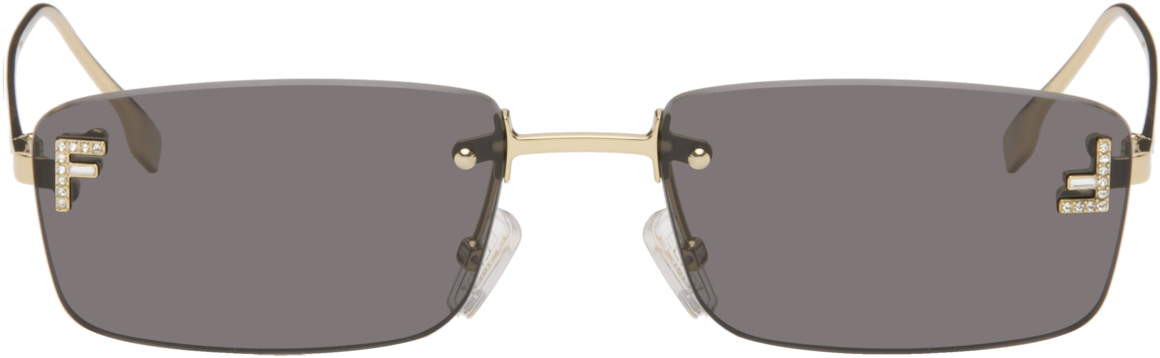 Gold 'Fendi First' Crystal Sunglasses by FENDI