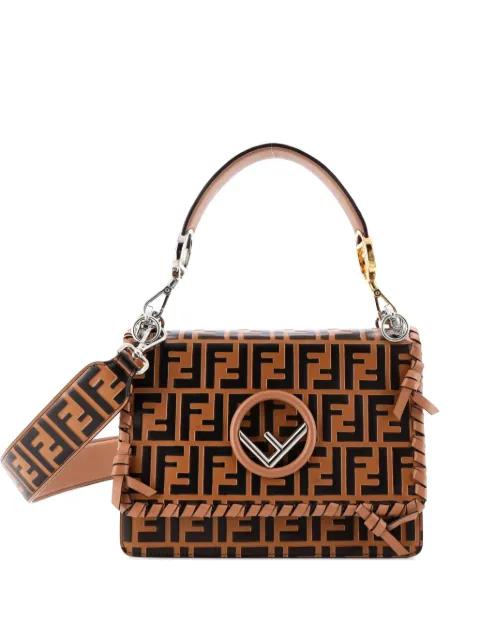 Kan I F Shoulder Bag Whipstitch Zucca Embossed Leather Medium satchel by FENDI