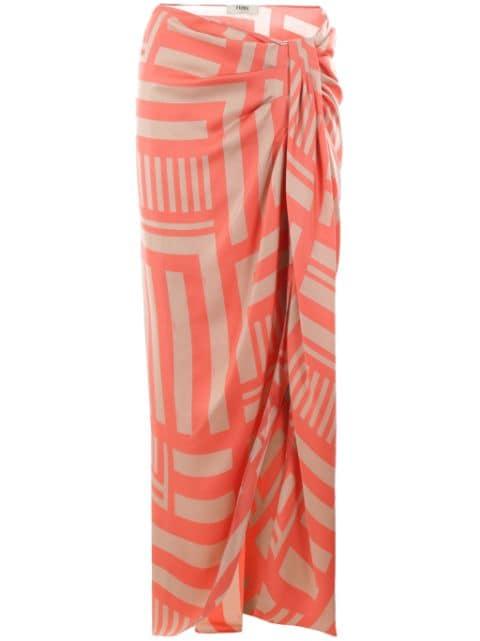 Labyrinth knotted full silk skirt by FENDI