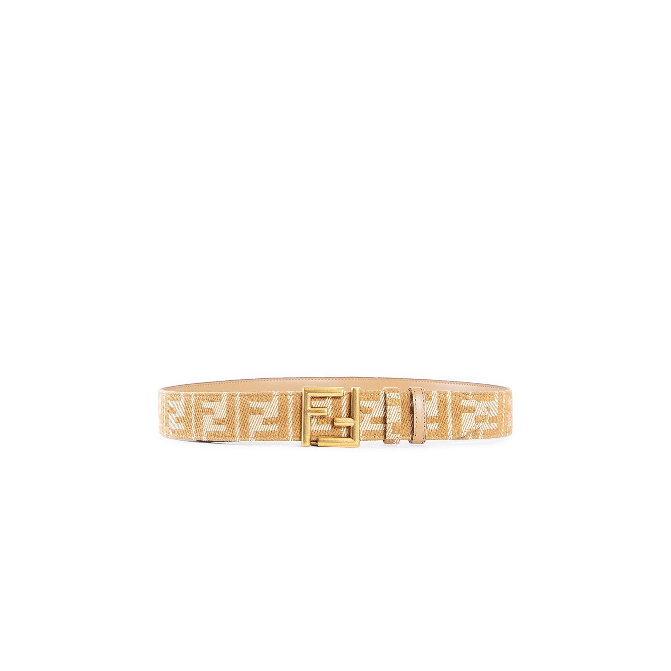 Leather and FF Jacquard Reversible Belt by FENDI Leather and FF Jacquard Reversible Belt by FENDI