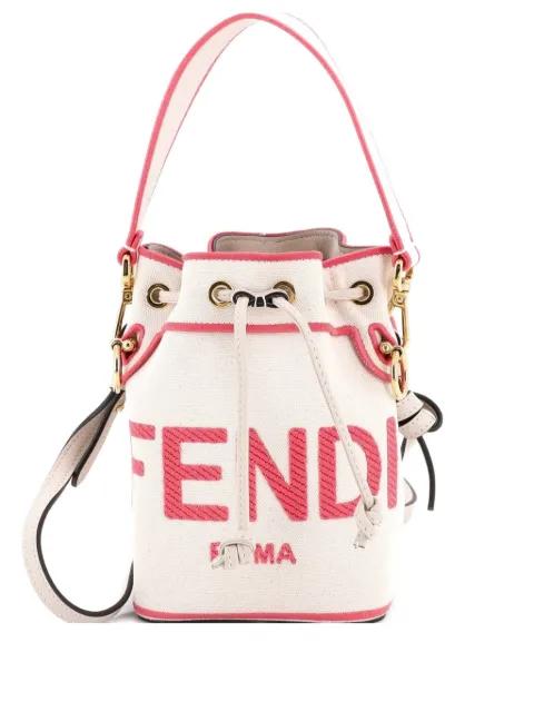 Logo Mon Tresor Embroidered Canvas Mini bucket bag by FENDI