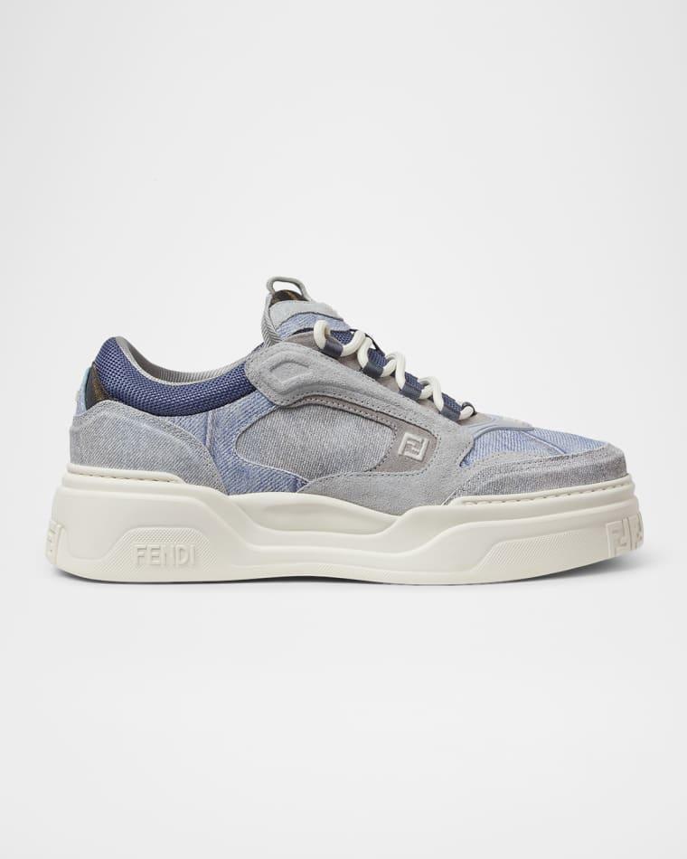 Men's Force Denim Chunky Low-Top Sneakers by FENDI