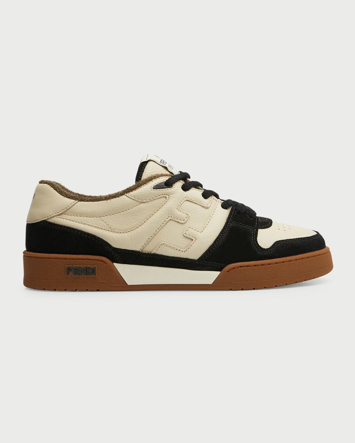 Men's Match Leather FF-Logo Low-Top Sneakers by FENDI