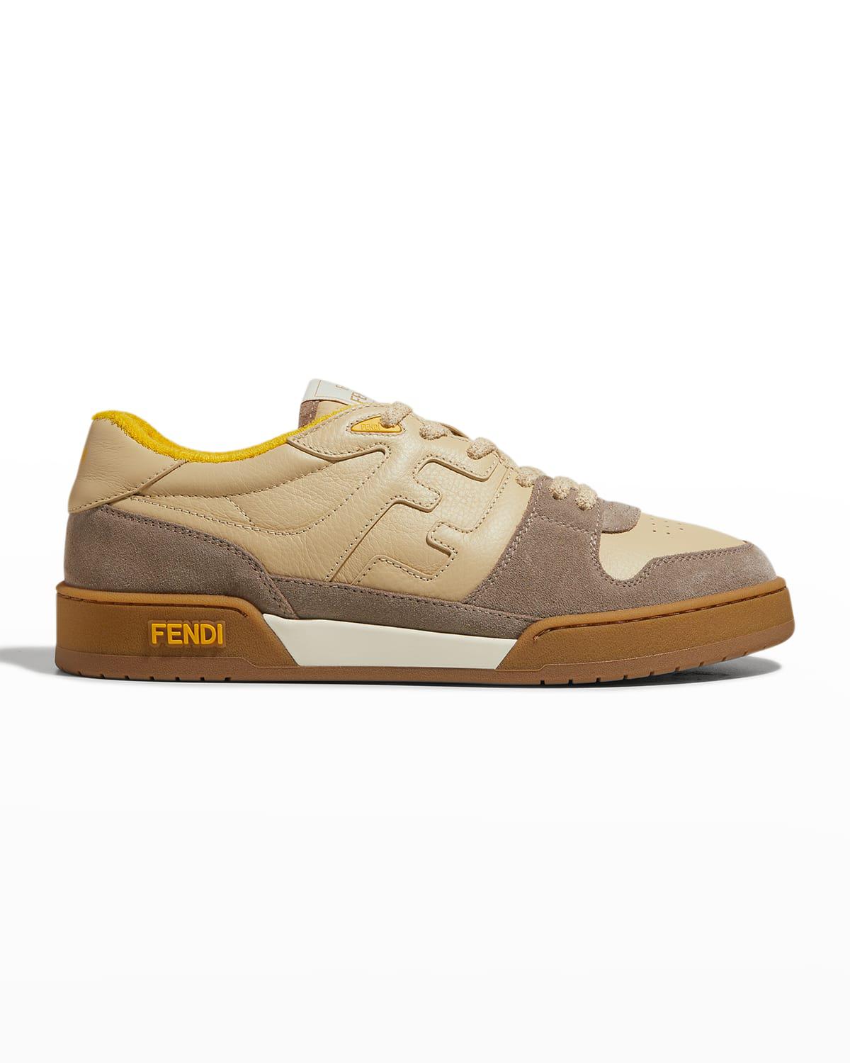 Men's Match Leather FF-Logo Low-Top Sneakers by FENDI