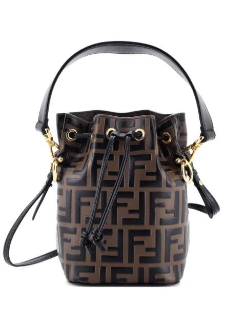 Mon Tresor Zucca Embossed Leather Mini bucket bag by FENDI