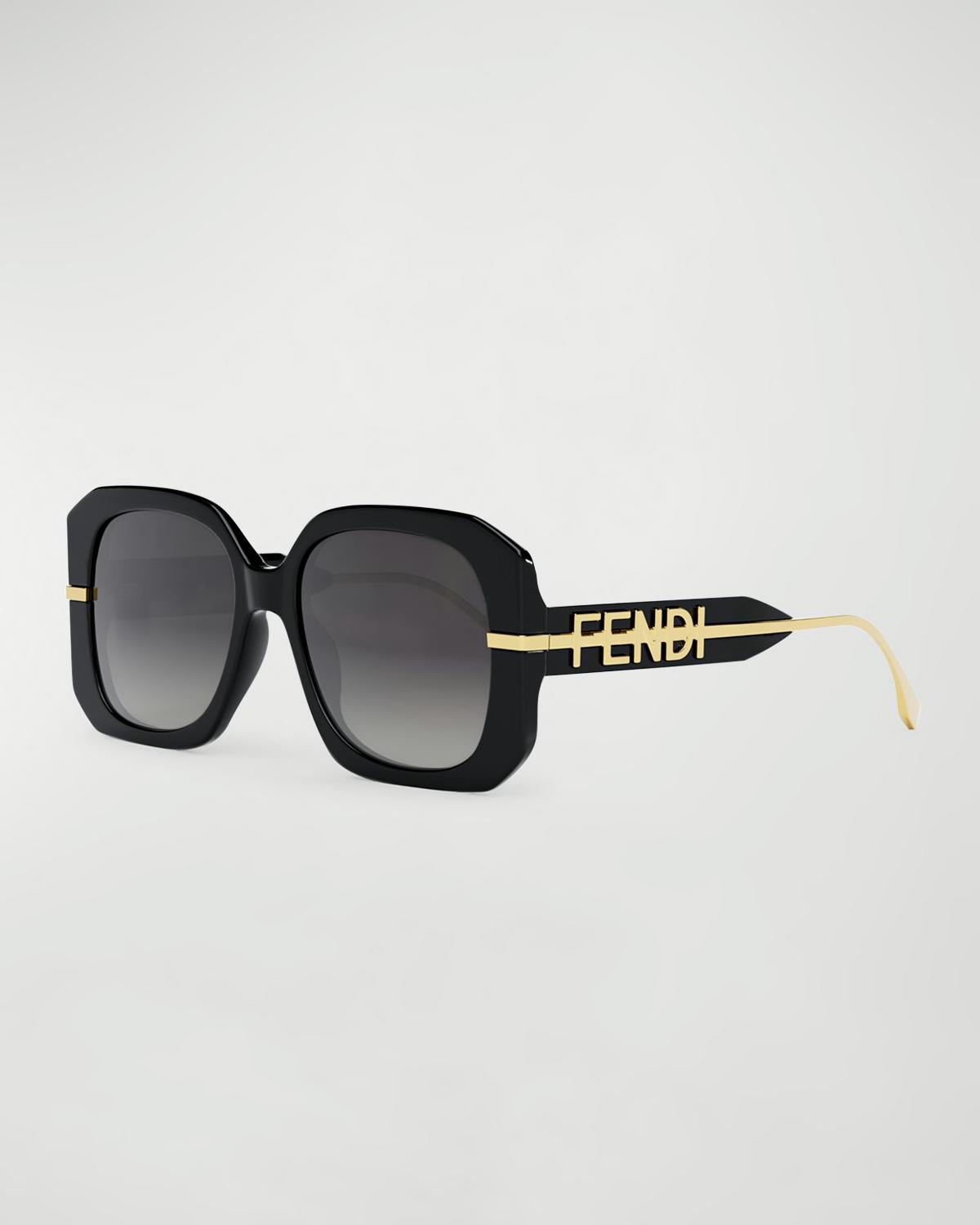 Oversized Logo Square Acetate & Metal Sunglasses by FENDI