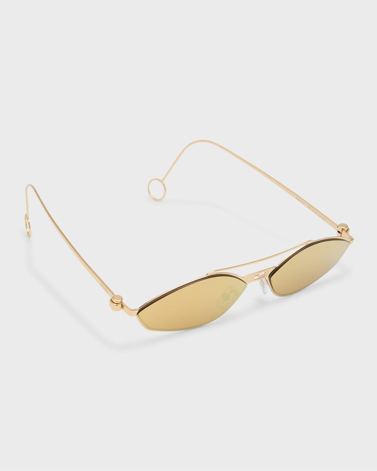 Rimless Geometric Metal Aviator Sunglasses by FENDI