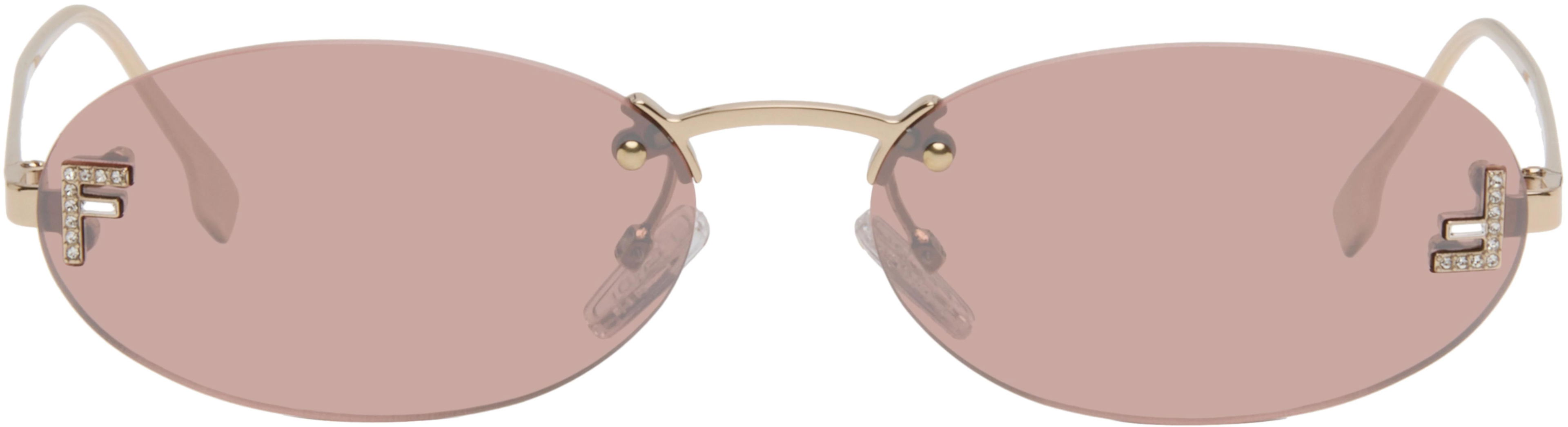 Rose Gold 'Fendi First' Crystal Sunglasses by FENDI Rose Gold 'Fendi First' Crystal Sunglasses by FENDI