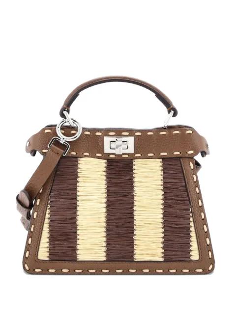 Selleria Peekaboo ISeeU Bag Raffia with Leather Petite tote bag by FENDI