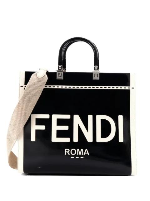 Sunshine Shopper Patent with Canvas Medium tote bag by FENDI