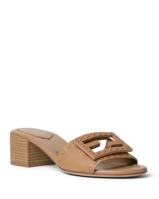 Women's Baguette Leather Block Heel Sandals by FENDI