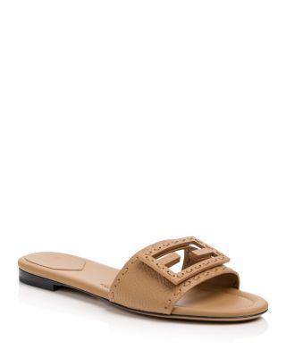 Women's Baguette Leather Selleria Slides by FENDI