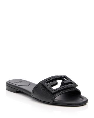 Women's Baguette Leather Selleria Slides by FENDI