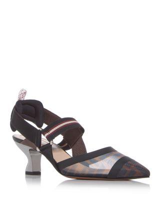 Women's Colibrì Mesh Mid Heel Slingbacks by FENDI