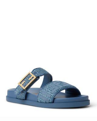 Women's Denim Buckle Slides by FENDI