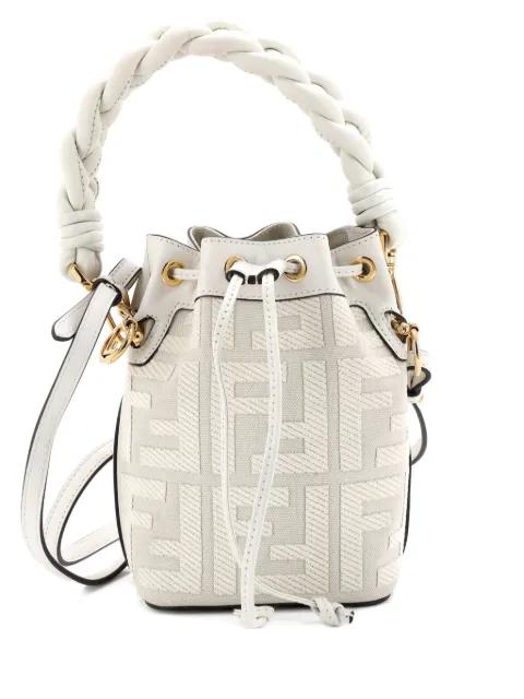 Woven Handle Mon Tresor Zucca Embroidered Canvas Mini bucket bag by FENDI