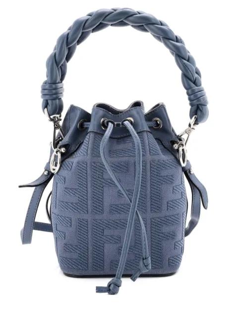 Woven Handle Mon Tresor Zucca Embroidered Canvas Mini bucket bag by FENDI