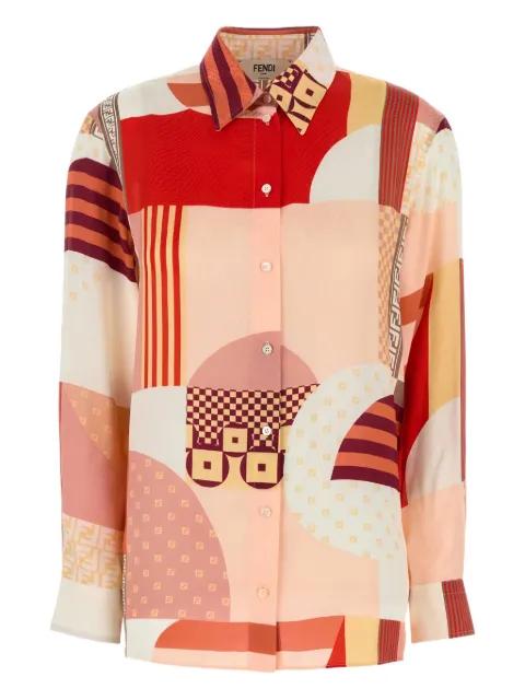 abstract-pattern button-up shirt by FENDI