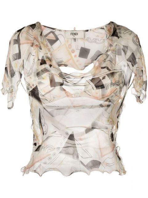 abstract-print silk blouse by FENDI