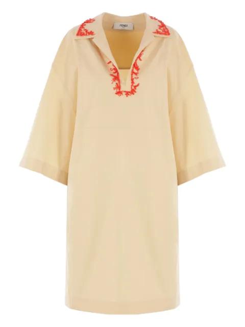 bead-embroidered cotton dress by FENDI