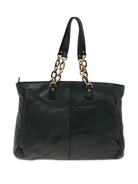 chain-detail leather tote bag by FENDI