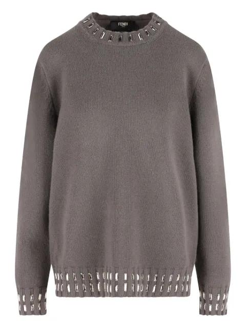 crystal-embellished crew-neck sweater by FENDI