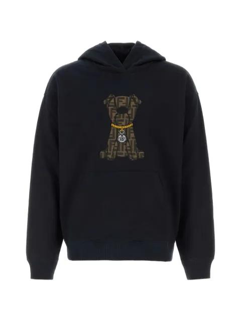 dog-motif cotton hoodie by FENDI